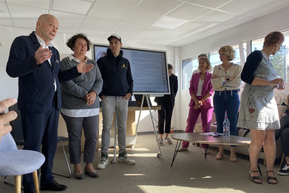 Gérard Daudet, Président de LMV Agglomération, Céline Laget, Directrice Générale de Sterne, Jérémie Marcuccilli, PDG de Kookabarra