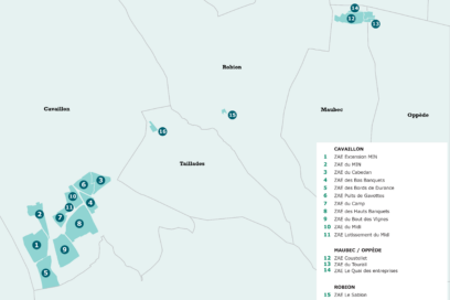 Carte des 16 zones d'activité économique sur le territoire de LMV Agglomération - Agrandir l'image, fenêtre modale